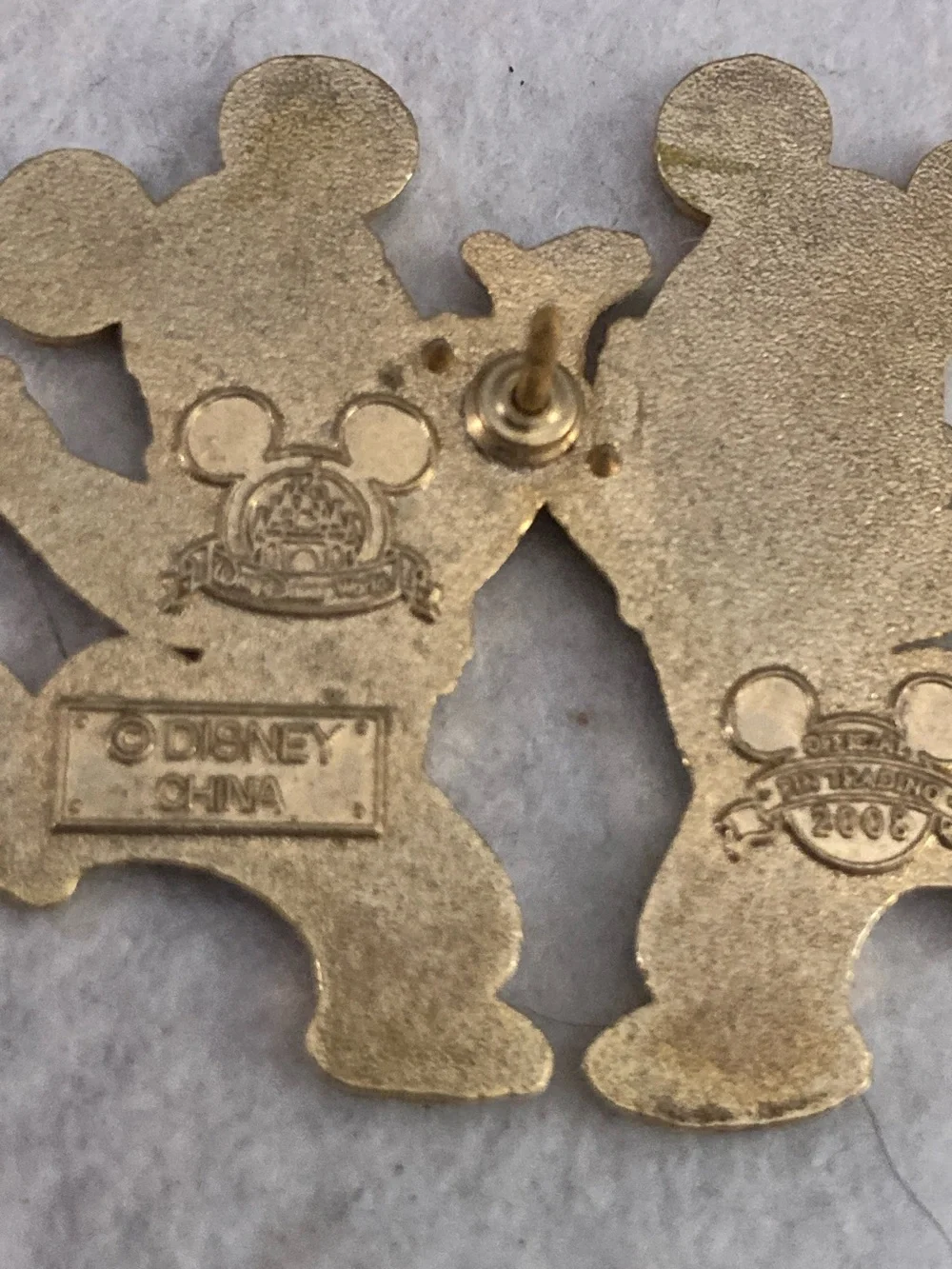 Disney Chip 'n' Dale Gold & Brown Enamel Pin Duo
